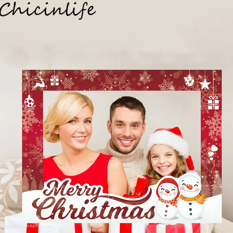 

Chicinlife 1Pcs Merry Christmas Photo Booth Frame Props Adult Kids Xmas Party Happy New Eve PhotoBooth Props Decoration Supplies