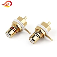 qyfang rca female socket chassis cmc connector gold plated jack 32mm plug amp audio jack bulkhead white cycle nut solder cup