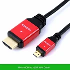 Микро-HDMI кабель 1 м 2 м 3 м 1,5 м 5 м HDMI-совместимый кабель с Ethernet для сотовых телефонов для win8 4k x 2k новый металлический корпус