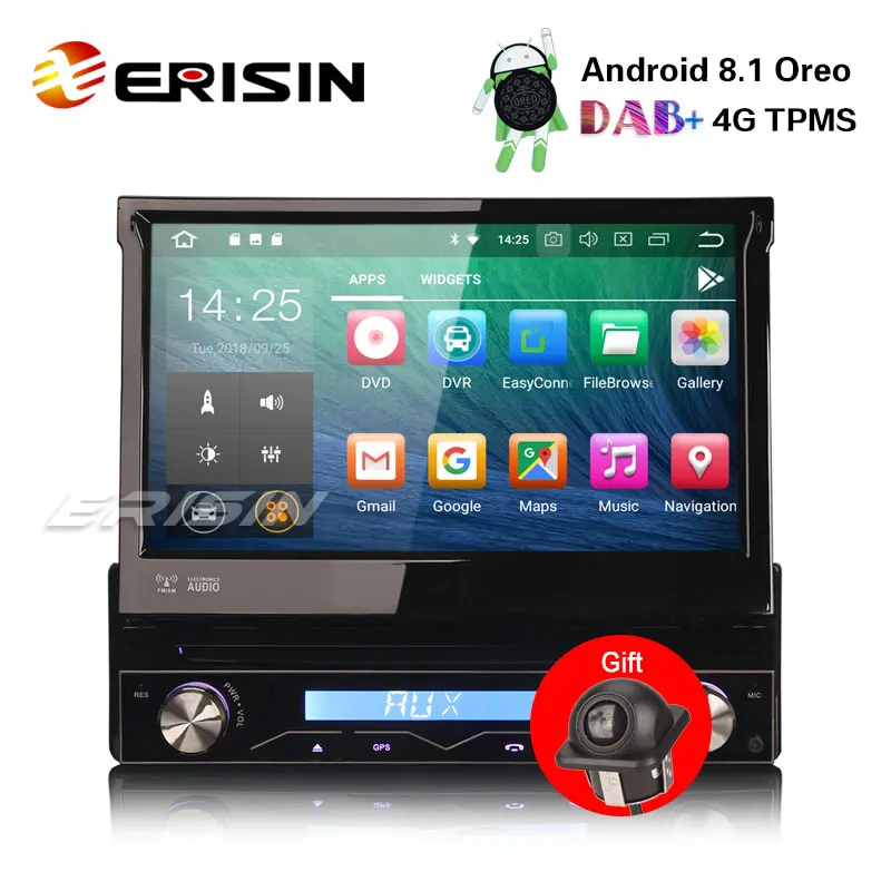 Erisin ES3808U 7 &quotAndroid 8 1 съемный автомобильный стерео DAB + 4G DVR DVD gps данные беспроводного