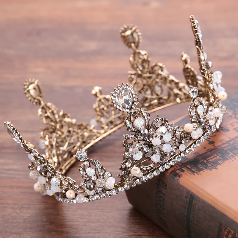 

New Style Vintage Baroque Whole Circle Bridal Crown Tiara Crystal Rhinestone Bride Headband Headpieces Wedding Hair Jewelry