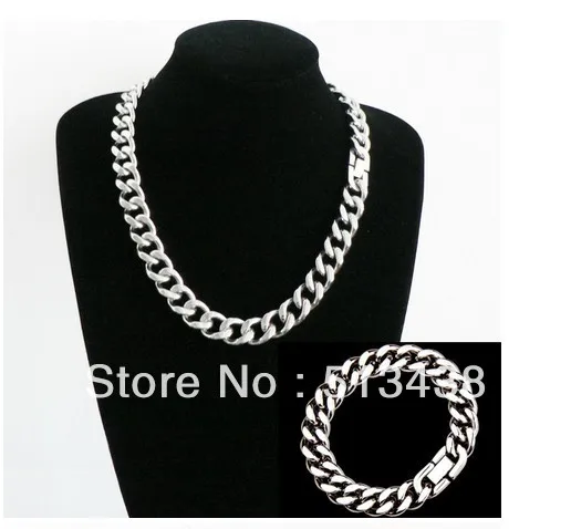 15 мм огромная кубинская цепь из нержавеющей стали ожерелье и браслет готический