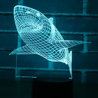 3D Shark LED Night Light 7 Colors gradual change Lights for Home Decoration Table lamp novelty sensor light Optical Illusion