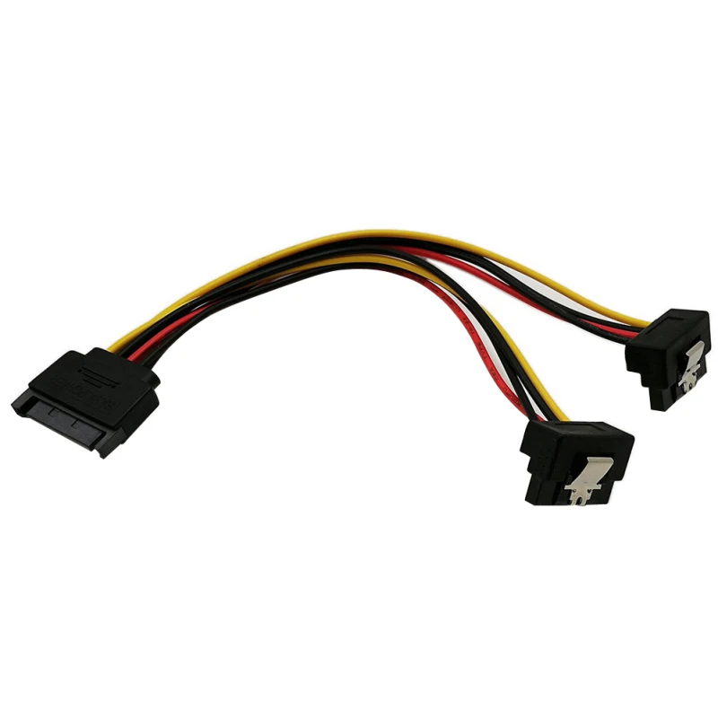 20 см SATA 15 Pin папа 2X15P Женский 90 градусов Y сплиттер адаптер кабель питания
