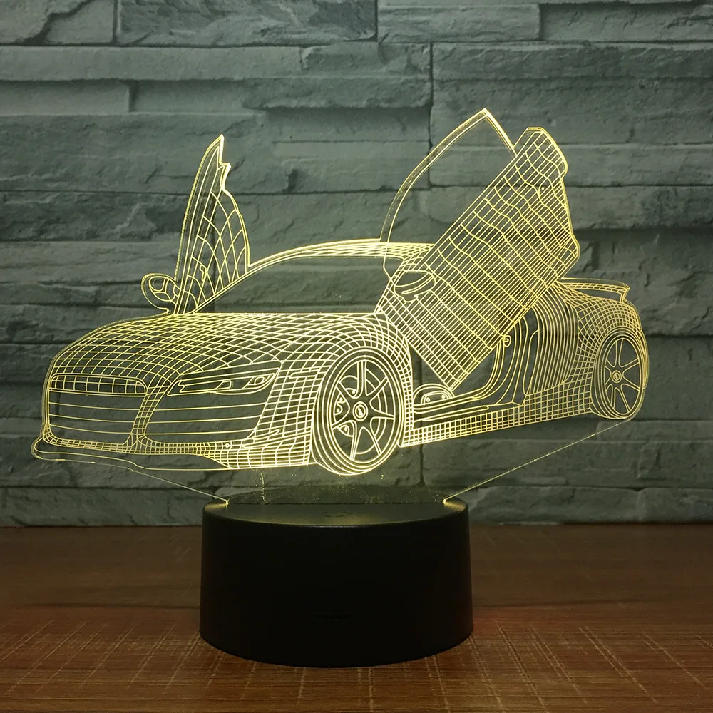 LED Спортивный Автомобиль Моделирование 3D 7 цветов сенсорный ночник креативный