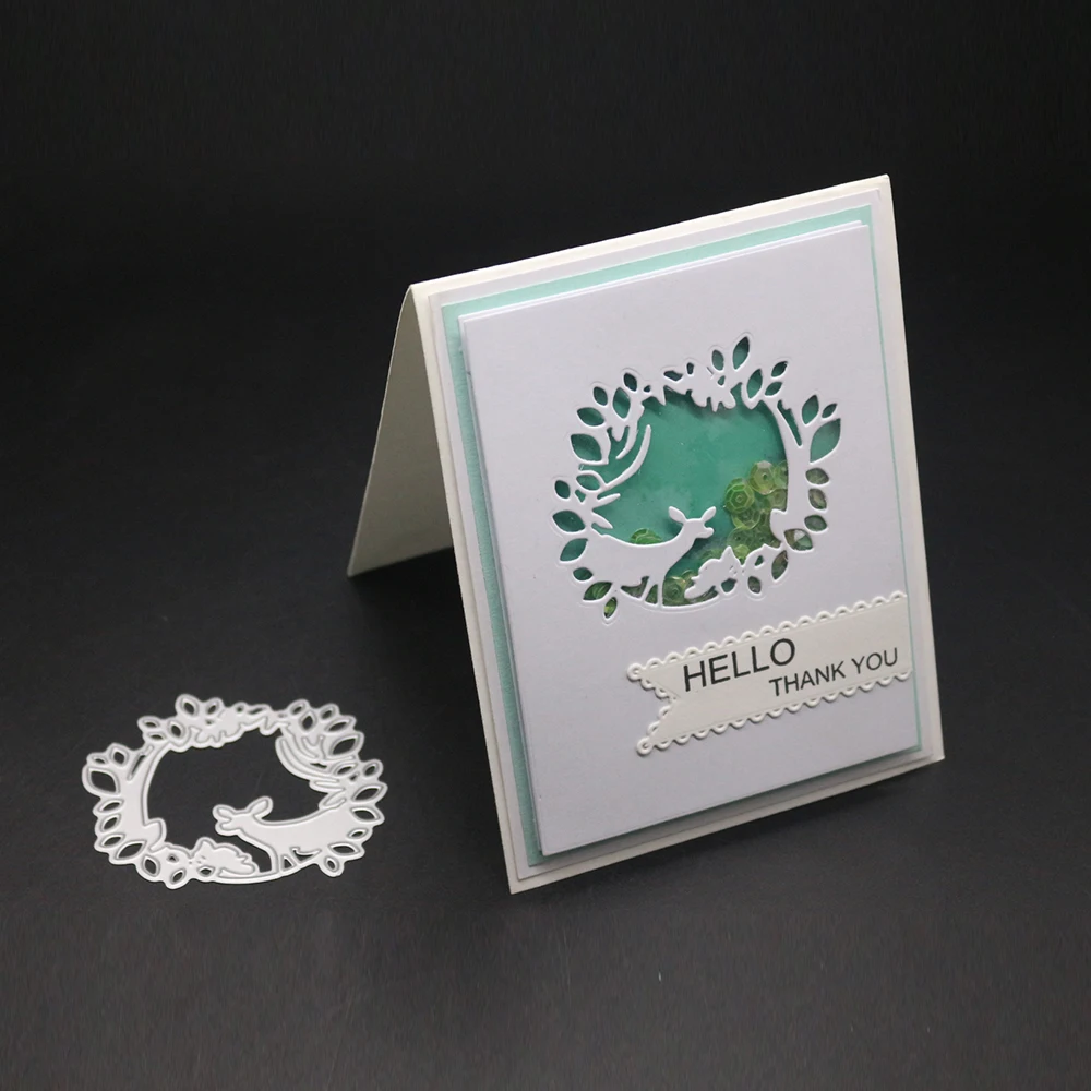 Олень лист круглая рамка металлические режущие штампы делая трафареты с