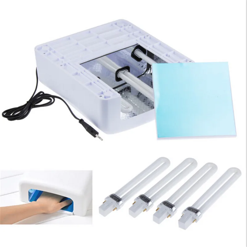 Лидер продаж! Дизайн ногтей УФ гель маникюр Лечение с 4x9 Вт лампы 365nm Советы Набор