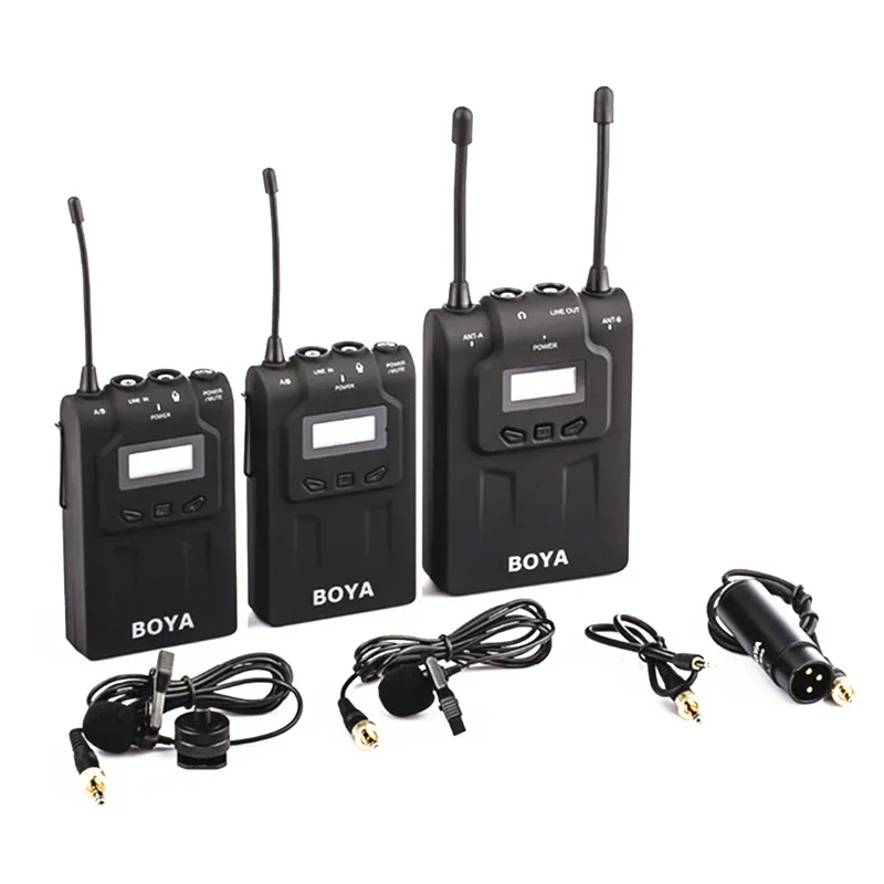 Двойной беспроводной петличный микрофон BOYA BY WM8 UHF для интервью 2 передатчика 1