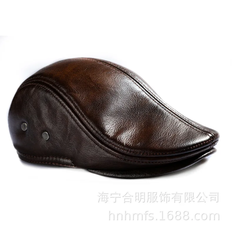 Шапка из натуральной кожи для мужчин и женщин сезон весна осень берет воловьей молодежные береты отдыха