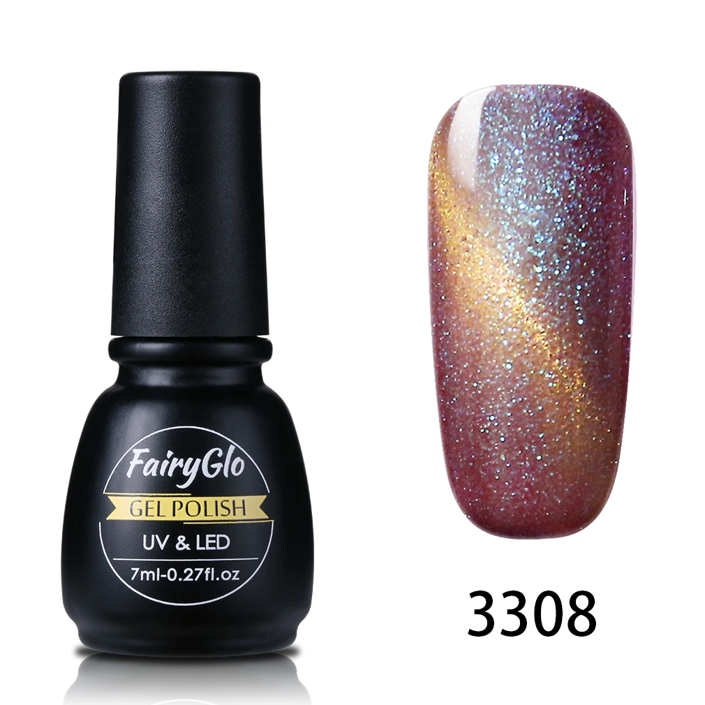 FairyGlo 7 мл Гель-лак «кошачий глаз» УФ светодиодный светильник гель для ногтей Хамелеон Блестящий магнитный гель лак для ногтей длинный последний гель лак гибридный - Цвет: 3308