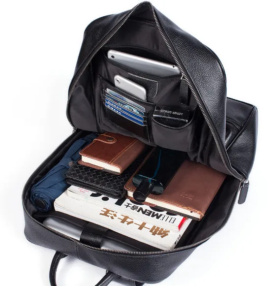 Повседневное бизнес из натуральной кожи носить рюкзак большая емкость Мужчины
