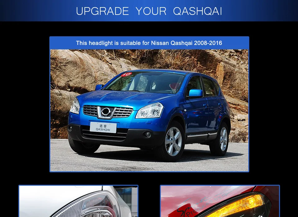 АКД Тюнинг автомобилей головной светильник для Nissan Qashqai 2008- головной светильник светодиодный DRL Hid Bi Xenon луч сигнальный светильник ангельские глазки