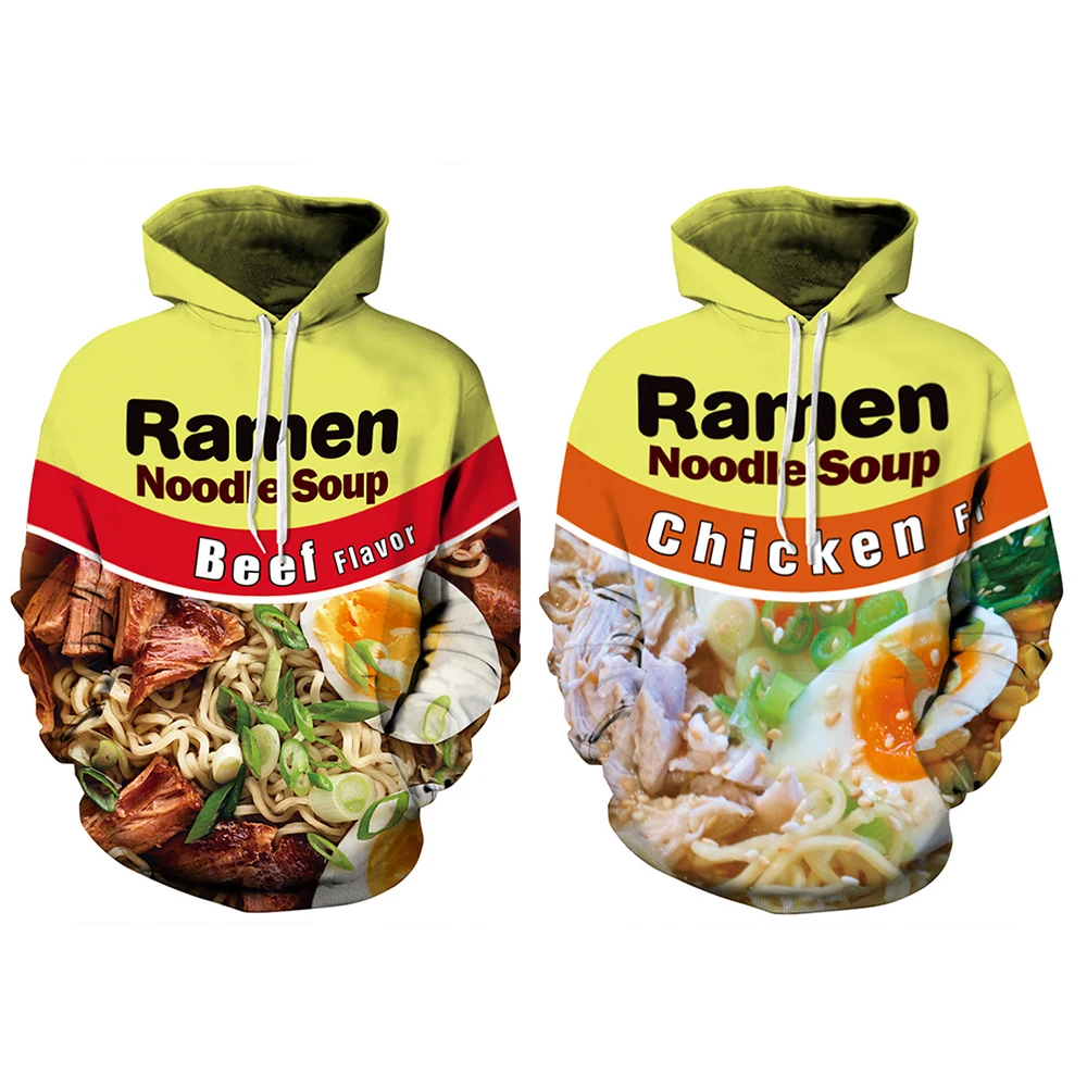 Женская и мужская толстовка с объемным принтом Ramen капюшоном Повседневный