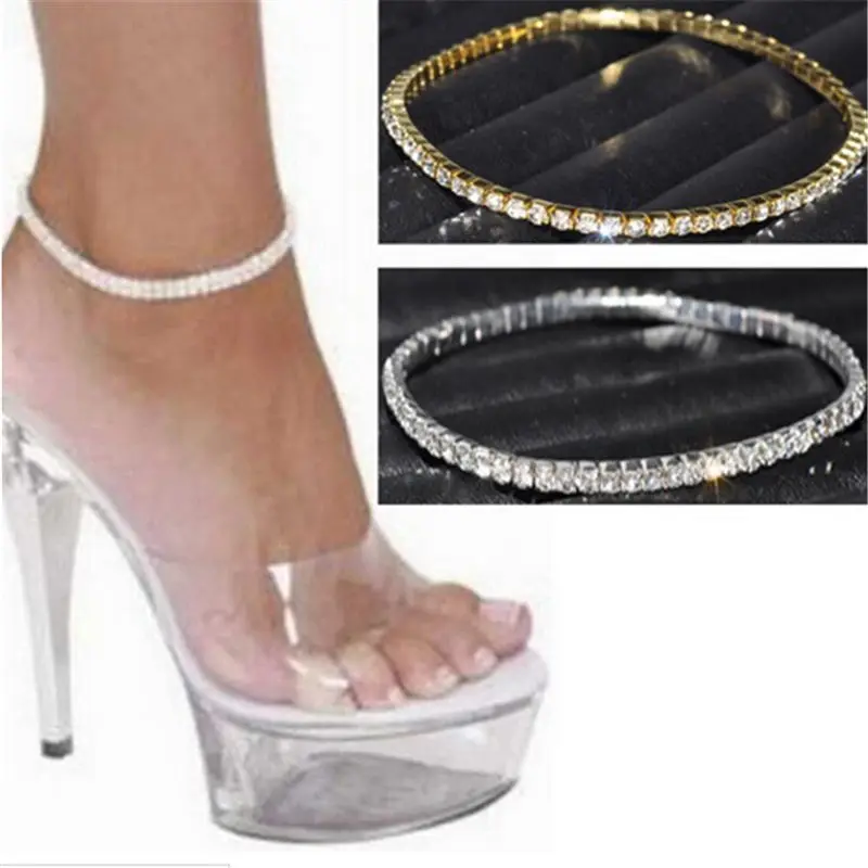 1/2 строк сияющие хрустальные стразы эластичный браслет золото/серебро Цвет цепи