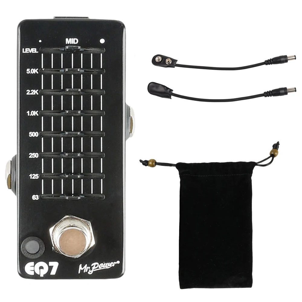 Мини эквалайзер 7 гитарный Эквалайзер педаль эффектов 7-полосный True Bypass с 2 шт. 9 В