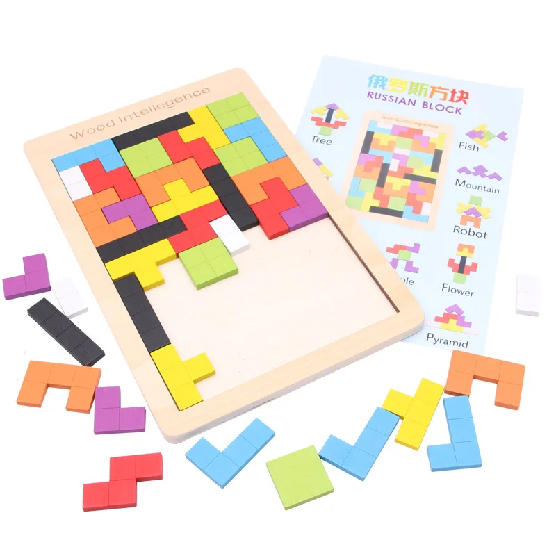 2018 детская игрушка красочная деревянная головоломка танграмма игрушки тетрис
