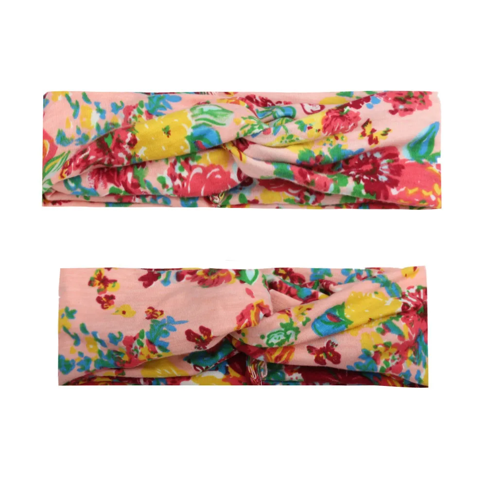 

2Pcs/Set Mom and Me Boho Turban Headband Top Knotted Rabbit Ears Elastic Bowknot Matching Headband Newborn and Mommy Hair Band