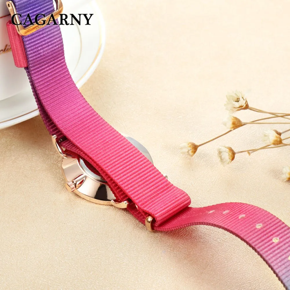 CAGARNY лучшие женские часы с нейлоновым ремешком кварцевые бабочками стильные