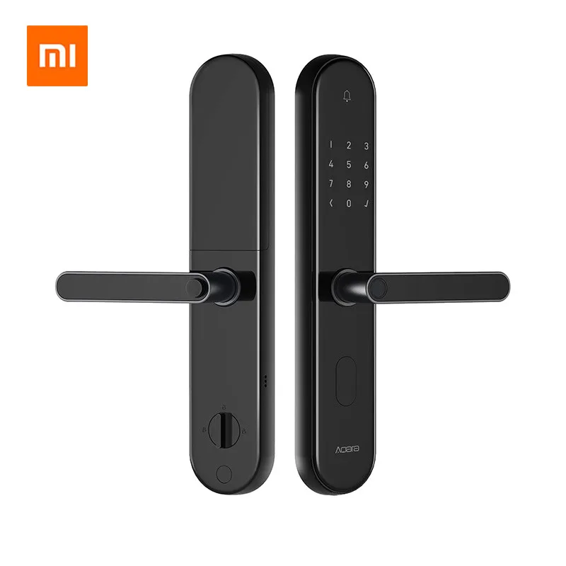 Черный xiaomi mi jia aqara умный дверной замок s2 работает с приложением mi home для xiaomi smart home kit новейший - Цвет: Черный