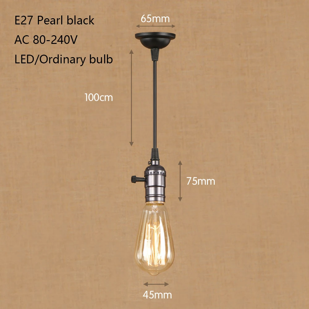 Винтажная железная Раскрашенная жемчужная черная Минималистичная Подвесная