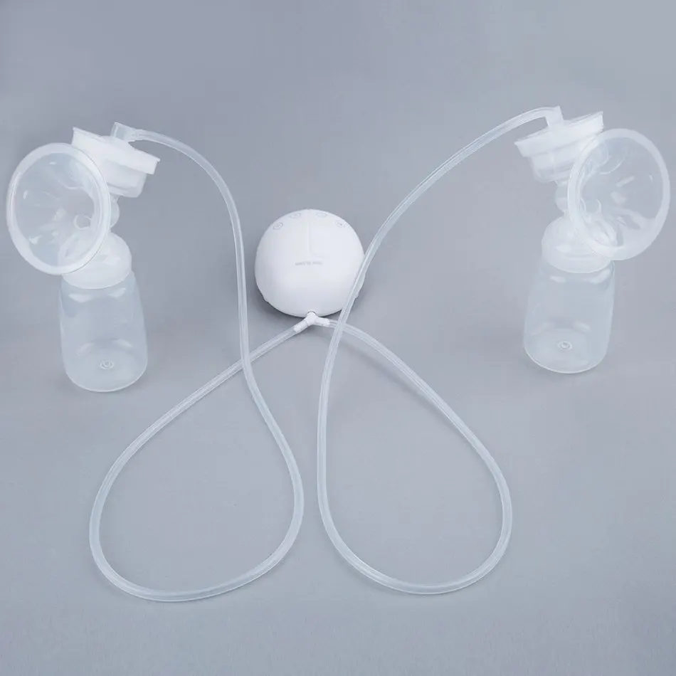 White BPA бесплатные двусторонние электрические насосы для ребенка USB Sucked автоматический доильный аппарат 2 Бутылочки для молока массаж молокоотсос Real Bubee - Цвет: White