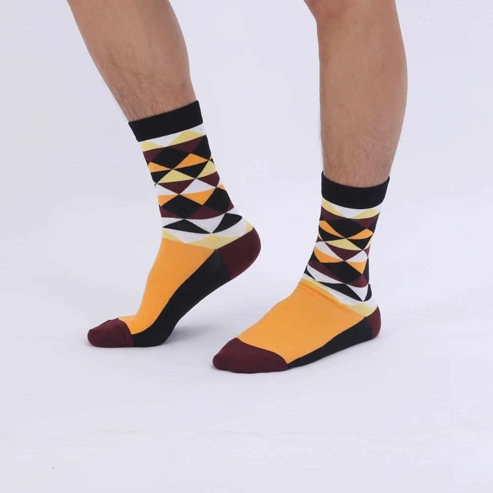 Носки Modeager мужские цветные в горошек полосатые клетку с рисунком ромбиками 75%