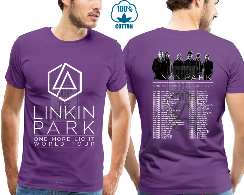 Фиолетовый Новинка, черный короткий топ, футболки, Linkin Park World Tour, футболка черного цвета, дизайн, размер S 4Xl - Цвет: Фиолетовый