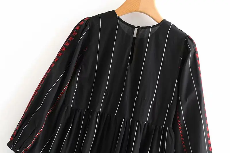 Za осеннее женское платье в стиле ретро vestito metalic liner вышитое хит продаж