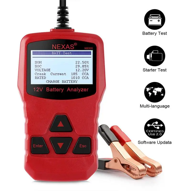 NEXAS NB300 12 В красный тестер батареи непосредственно проверьте стартер и систему
