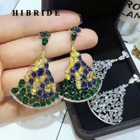 hibride wholesale price brazil style colorful cubic zirconia women wedding earring drop earring brinco bijoux party gifts e 559