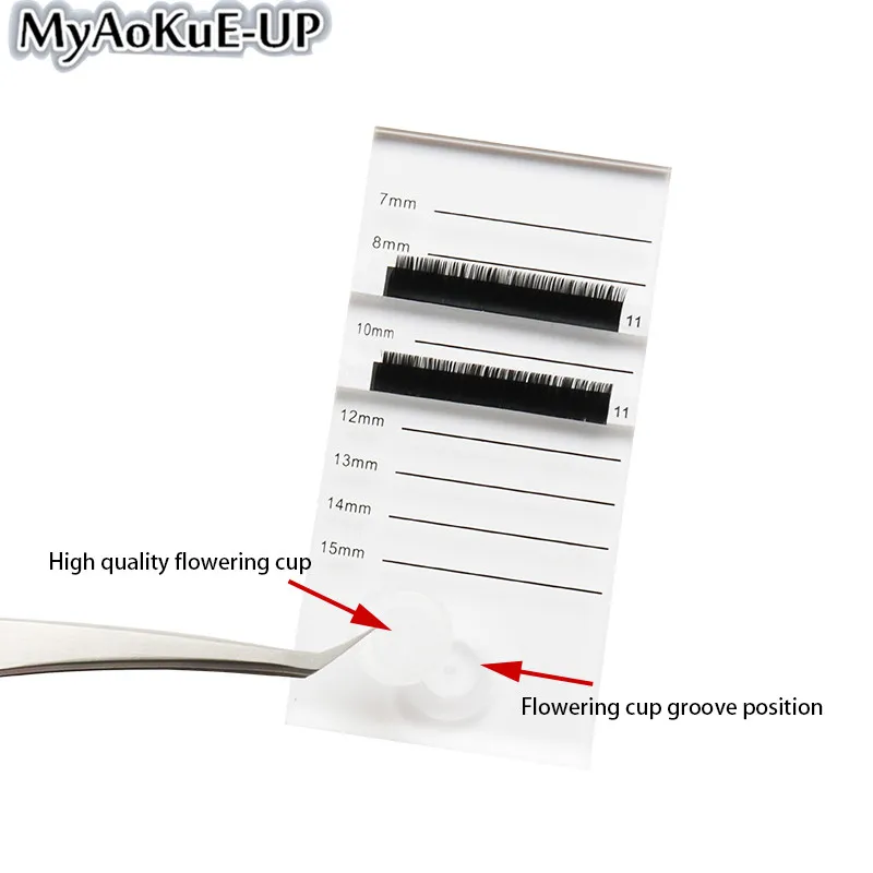 New Acrylic 2 in 1 Eyelashes Stand Blossom cup Pad Glue Pallet Lashes Holder with Tick Mark Extension Essential Tools | Красота и