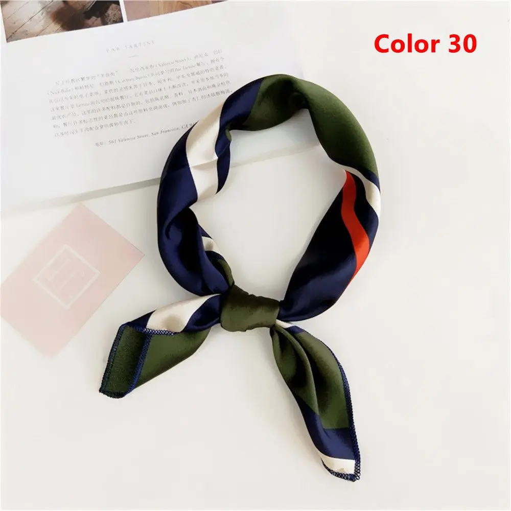 Color 30 Scarf Популярная распродажа! элегантный женский квадратный шелковый платок на шею, атласный шарф, обтягивающий Ретро галстук для волос, небольшой модный квадратный шарф - Цвет: Color 30 Scarf