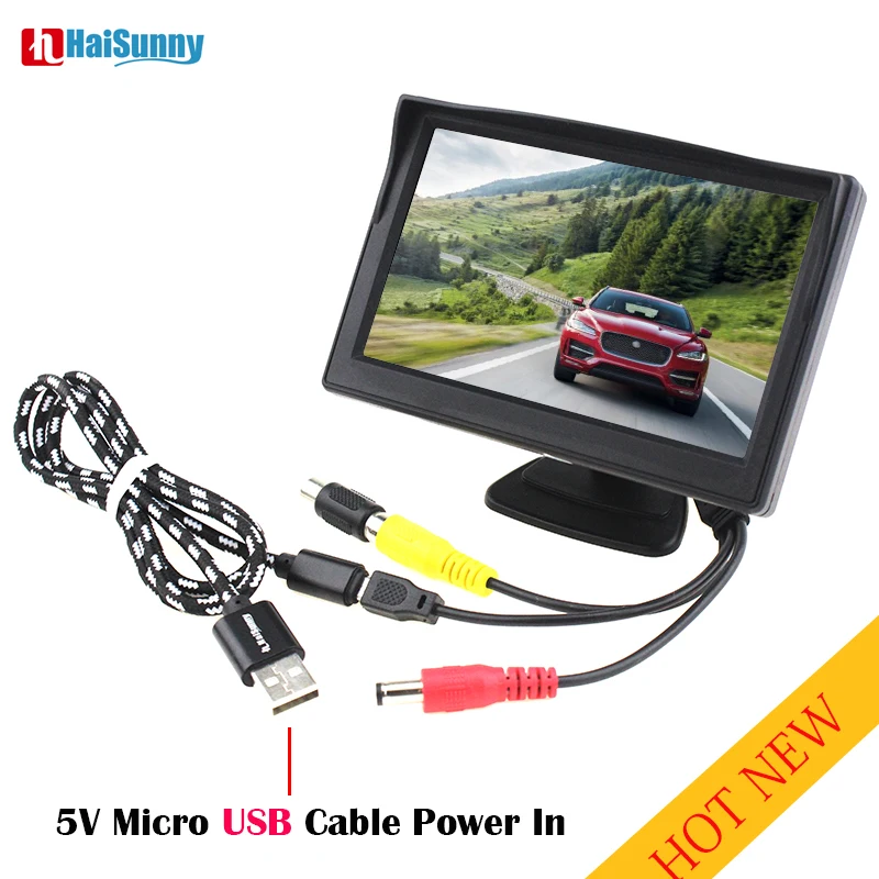 Автомобильный парковочный монитор 5 дюймов HD разрешение 800*480 с кабелем Micro USB В для