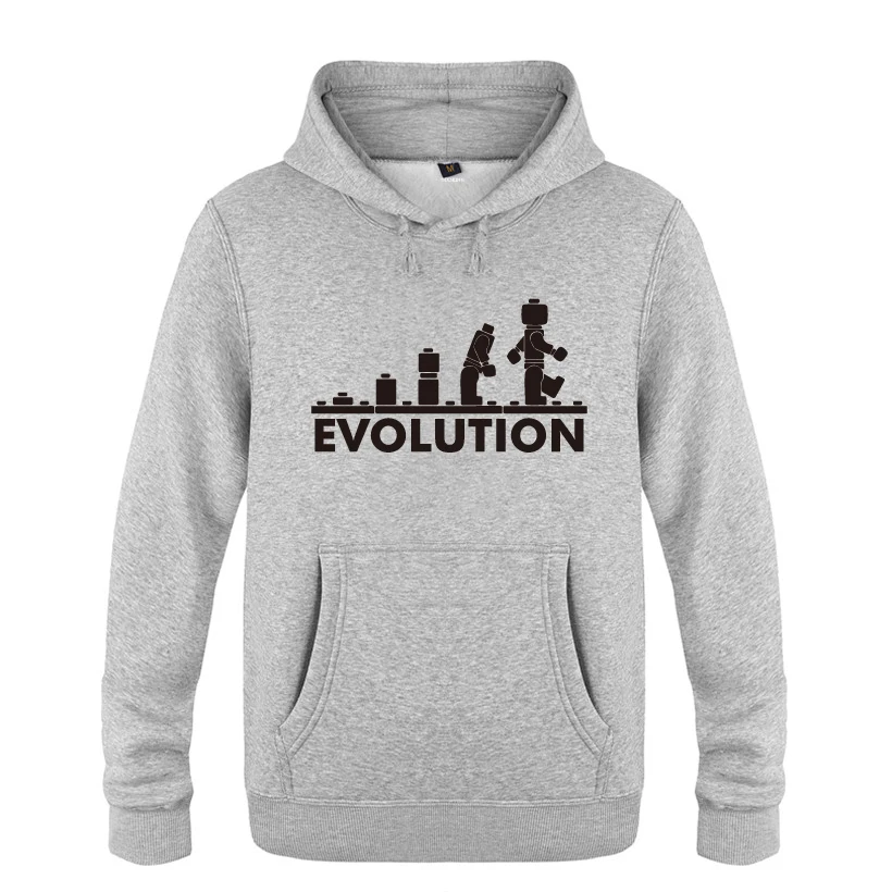 LEGO EVOLUTION Sheldon Cooper Funny Creative Sweatshirts Men 2018 Mens Hooded Fleece Pullover Hoodies | Мужская одежда