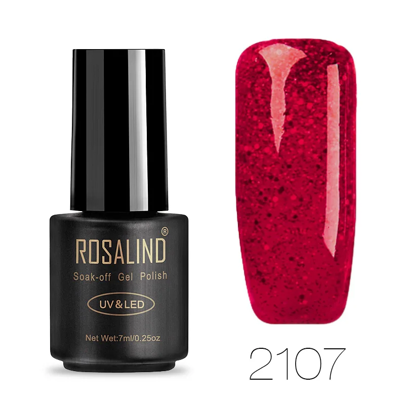 2107 ROSALIND гель 1S 7 мл красный желтый Алмазный Гель-лак для ногтей УФ светодиодный Блеск Гель-лак замочить сверху и Базовое покрытие праймер для ногтей - Цвет: 2107