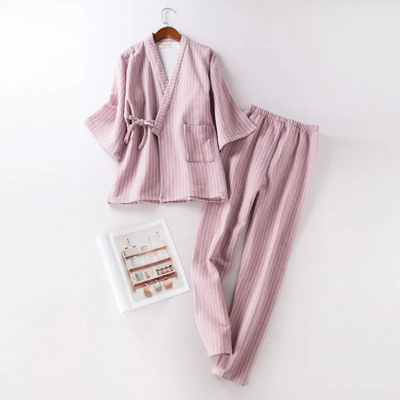 Женские пижамные комплекты, зимнее нижнее белье Yukata, японский халат-кимоно, хлопковые костюмы, ночная рубашка, одежда для сна, халат, домашняя одежда для отдыха