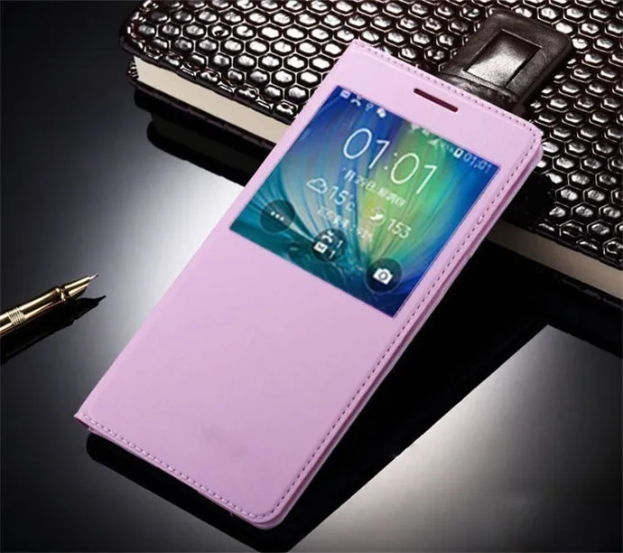 Pink Чехол-книжка из искусственной кожи с открытым окном для samsung A5, чехол-подставка для телефона, чехол s для samsung Galaxy A7 A750 - Цвет: Pink