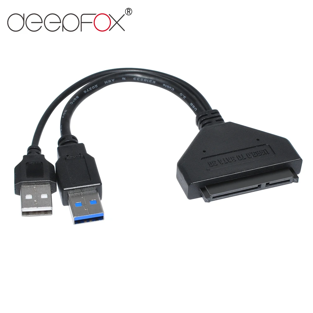 Кабель-переходник DeepFox с двойным USB 3 0 на Sata кабель-преобразователь 22pin SATA III 2 5 для
