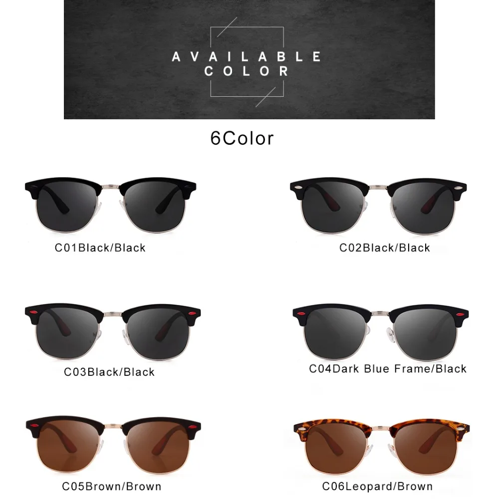 

Classic Brand Designer Half Frame Polarized Sunglasses Men Women Vintage Driving Goggle Points Sun Glasses For Male Female UV400