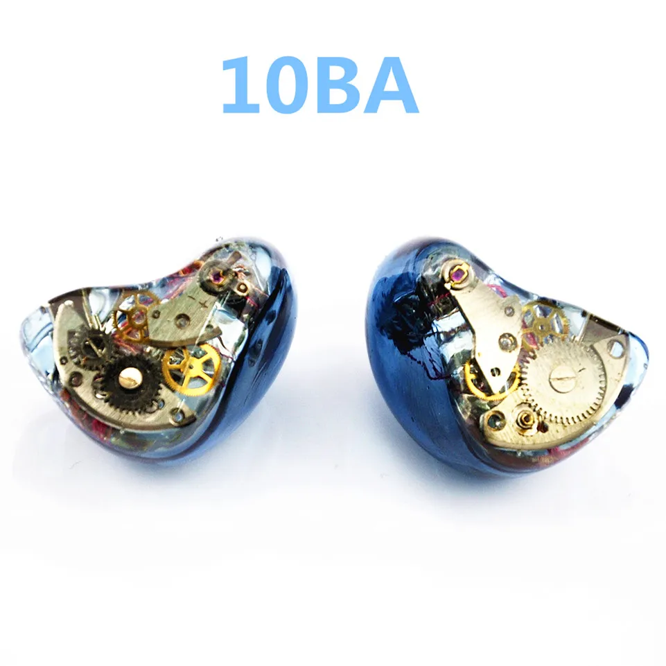 

Newest Wooeasy 10BA in Ear Earphone Blue Gear Custom Made Hybrid Around Ear Earphone With MMCX Plated Earphone