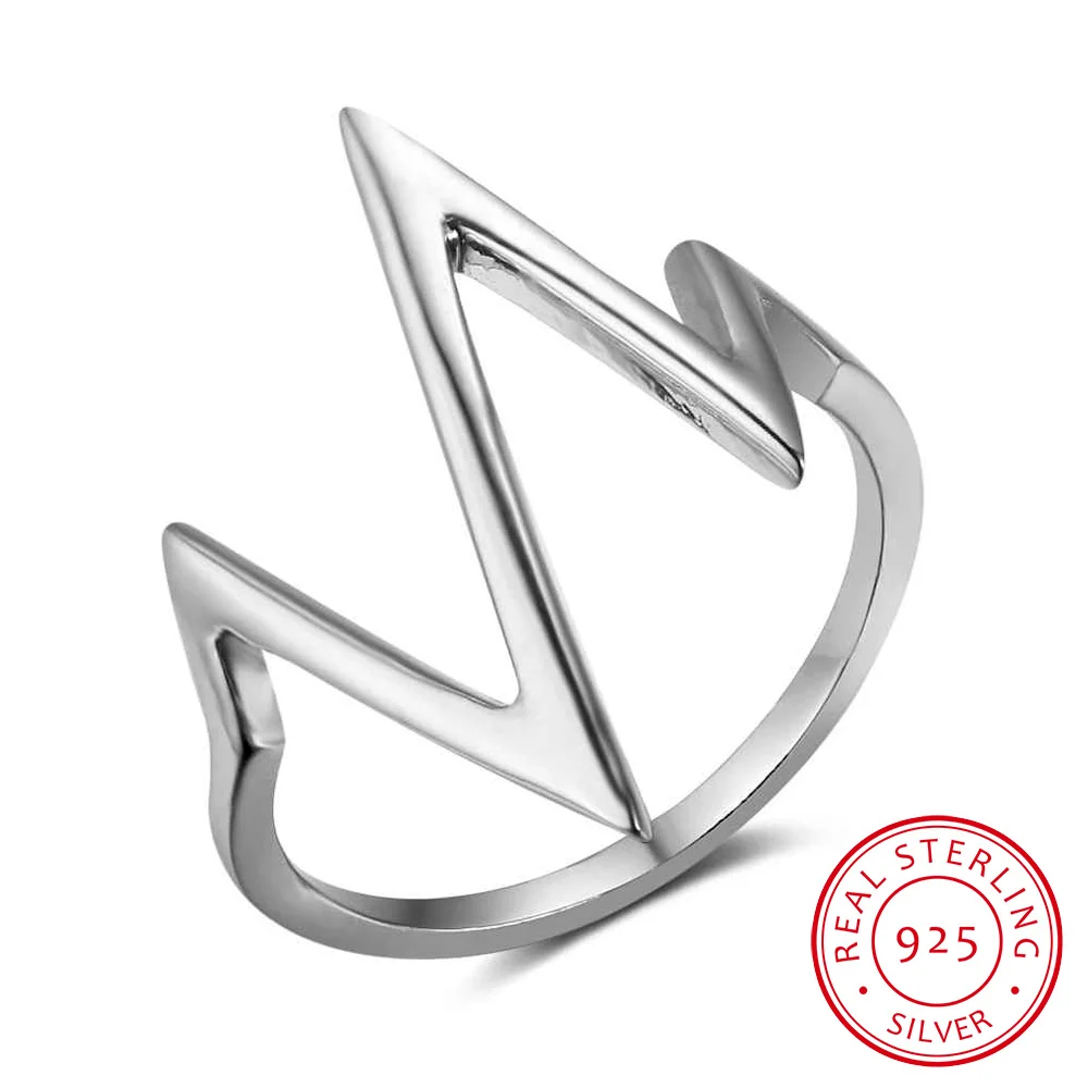 Женские кольца из стерлингового серебра 925 пробы в форме молнии винтажные для