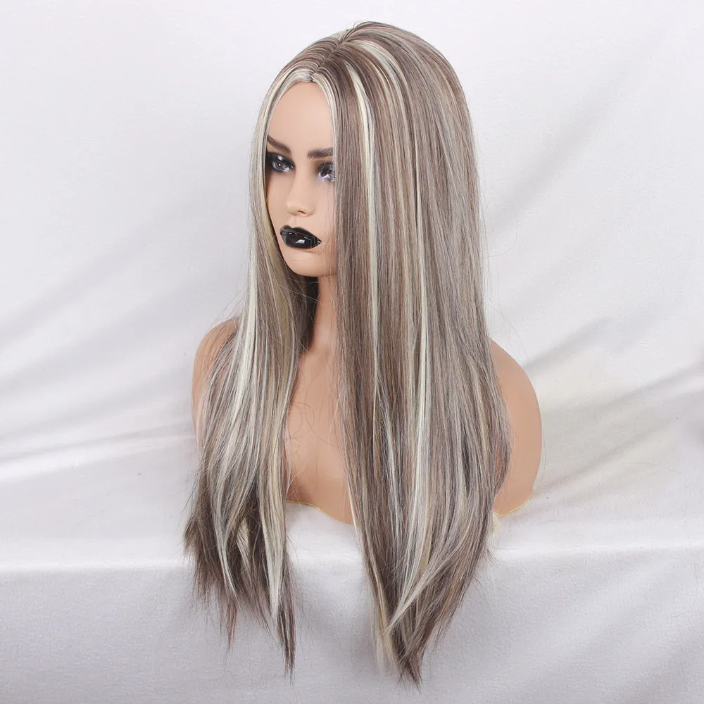 Парики Для Дамская мода Full Lace парик для девочек блондинка длинные прямые парики