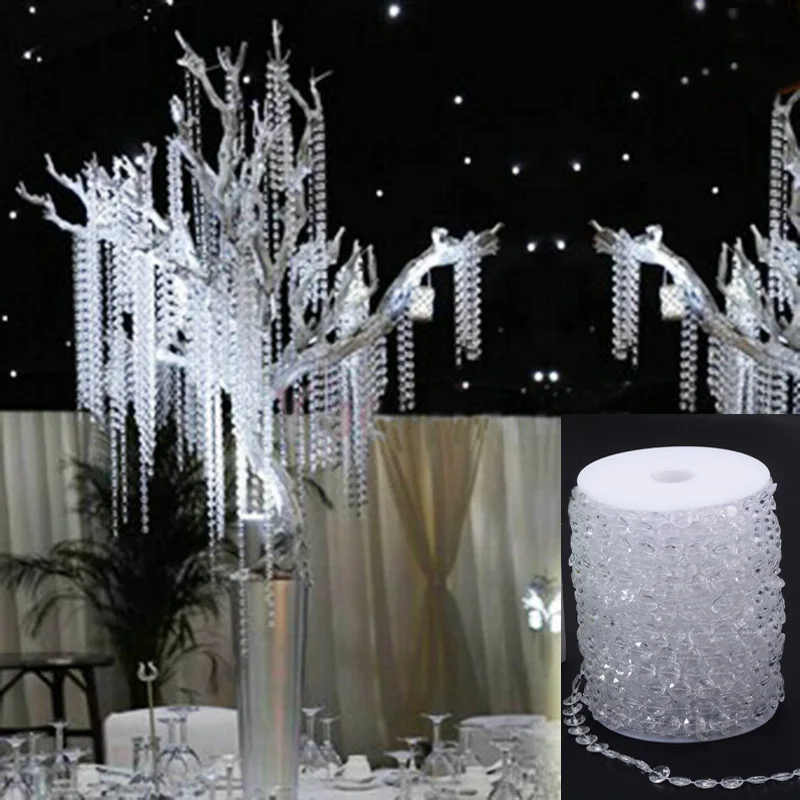 30 м AB Переливающаяся алмазная нить акриловые хрустальные бусины цепочка белые