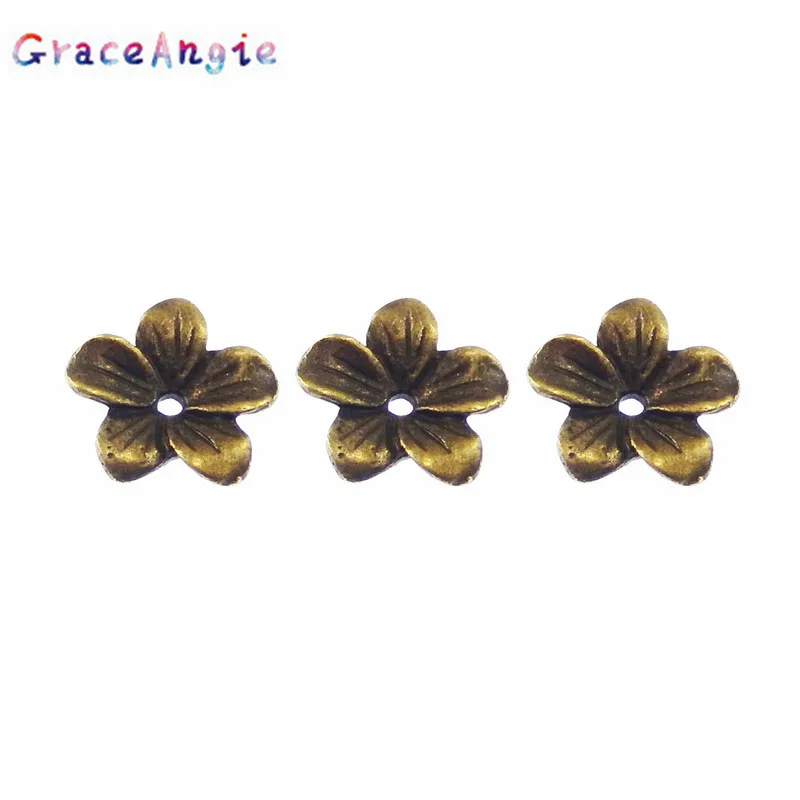 GraceAngie 60 шт Atq бронзовые бусины из сплава в форме цветка, колпачок, 13*13*2 мм, 04164, модные ювелирные изделия ручной работы