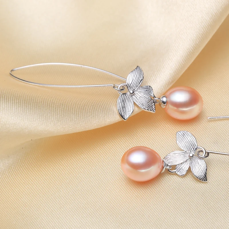 Вечные свадебные женские серьги-капельки из натурального жемчуга 925 пробы |