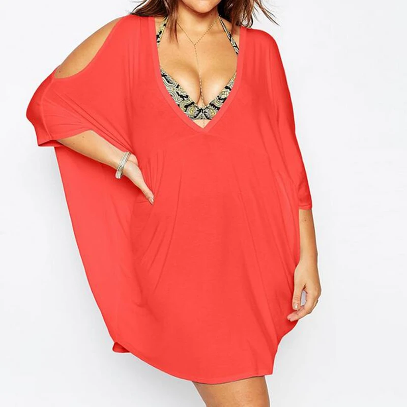 2016 лето глубоким v-образным вырезом сексуальный мини-бич платье полурукав