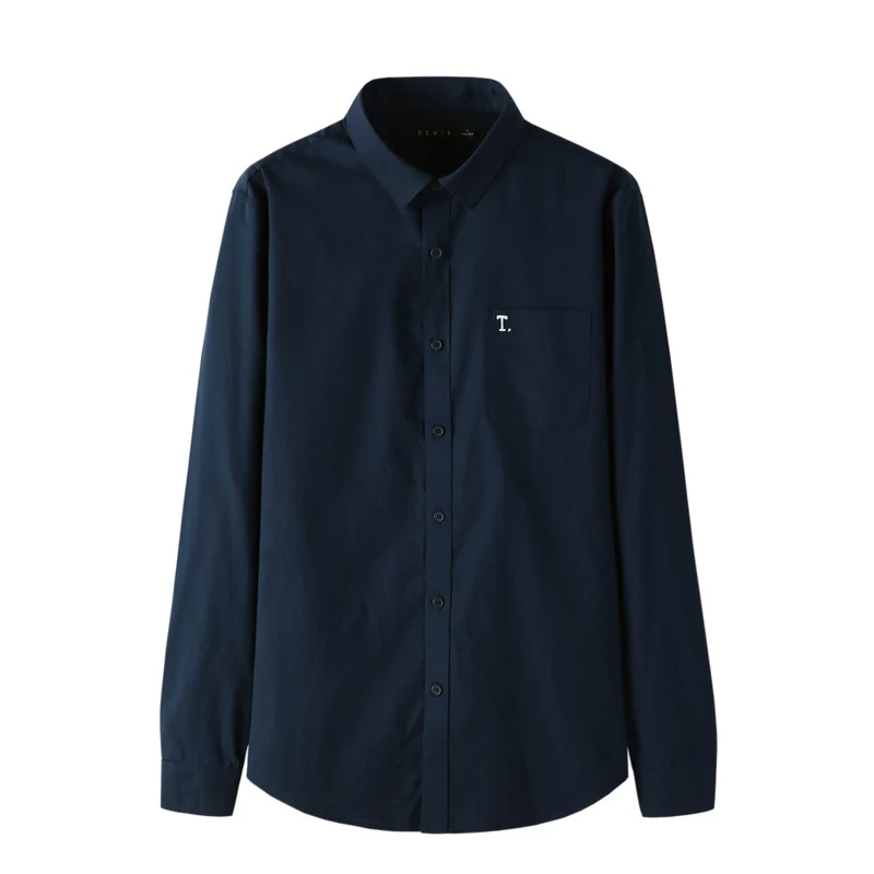 blue SEMIR Мужская рубашка классического кроя из хлопка с нагрудным карманом, Мужская Легкая железная рубашка с отложным воротником, Мужская классическая Модная рубашка - Цвет: blue