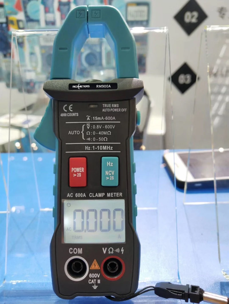 RM900A Токоизмерительные клещи импульсный пусковой ток 4000 отсчетов True-RMS AC/DC напряжение NCV сопротивление Автоматический диапазон вспышка светильник
