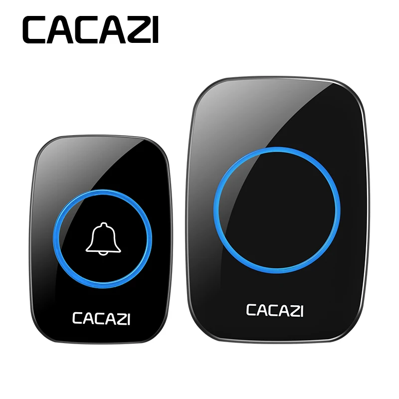 Cacazi Новые AC 100-240 В Водонепроницаемый Беспроводной Дверные звонки 38 кольца 3 объем дверной звонок 300 м удаленный цифровой дверной звонок EU/US/UK plug - Цвет: Черный