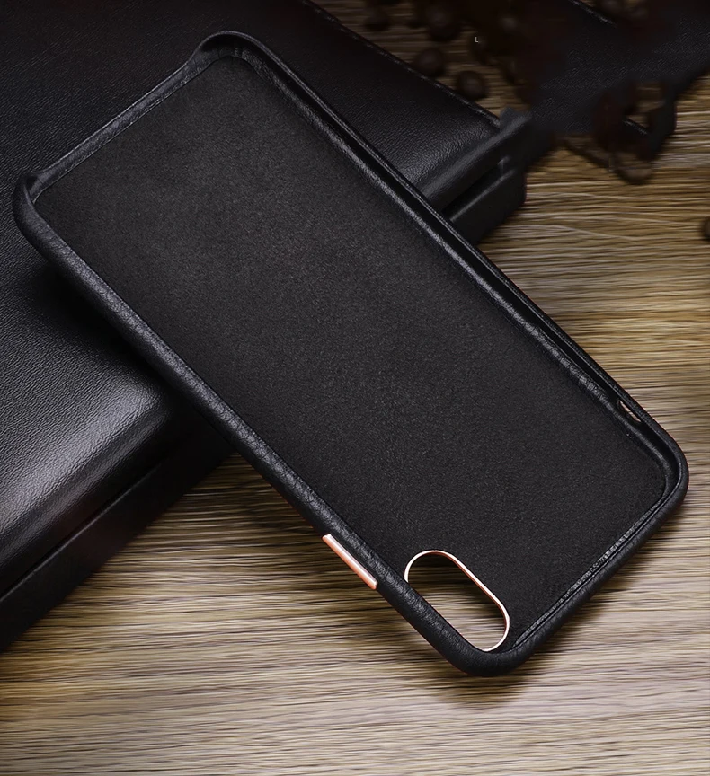 Роскошный металлический чехол с кнопкой громкости для iPhone XS MAX/X/XS/XR/7 8 Plus, винтажный тонкий мягкий чехол из натуральной кожи